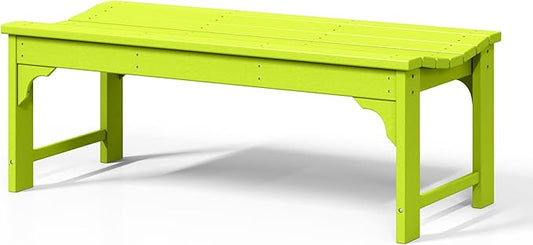 WestinTrends Malibu Outdoor Bench, All Weather Resistant Poly Lumber Backless Patio Garden Bench, Adirondack Curved Bench Seat for Comfort, Lime