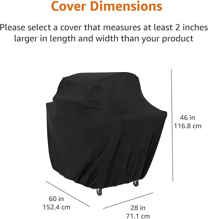 Amazon Basics Gas Grill Barbecue Cover for Outdoor, Waterproof, Anti-UV, Durable Heavy Duty, 60 inch, Medium, Black