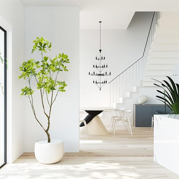 Artificial Schefflera Plant, 5.3ft Tall Indoor Plant, Natural Branch Design