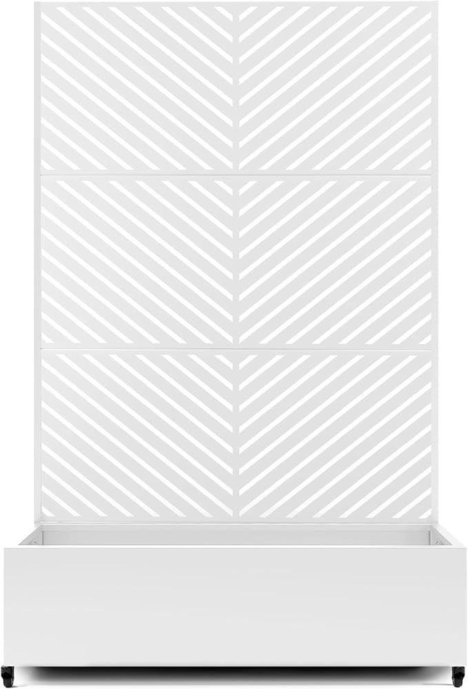 Raised Garden Bed with Trellis and Wheels,73"x47"x16" Metal Raised Garden Bed,White Parallel Metal Planter with Climbing Trellis for Vines & Vegetables