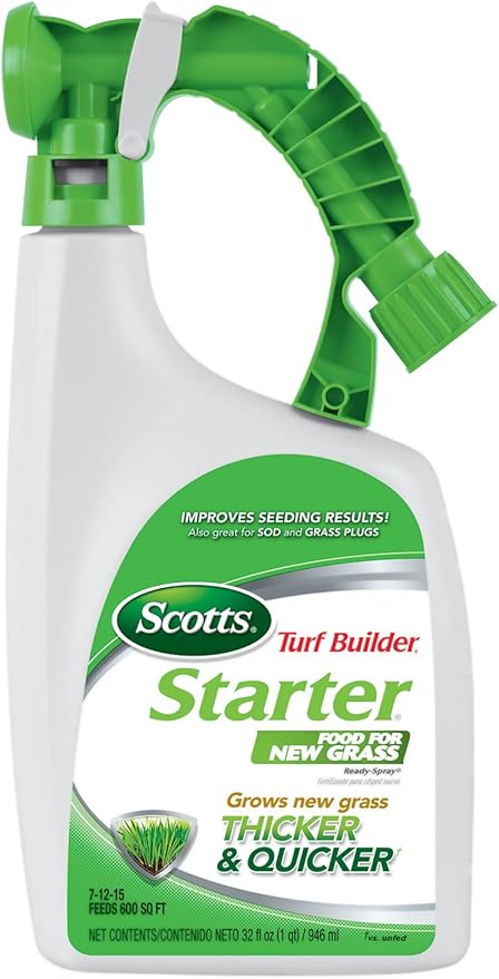 Scotts Turf Builder Starter Food for New Grass Ready-Spray, Use on Newly Seeded Lawns or After Installing Sod, For All Grass Types, 600 sq. ft., 32 oz.