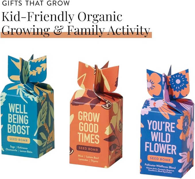 Modern Sprout Seed Bombs - Organic Wildflower & Herbs Seeds for Indoor/Outdoor Gardening - Party Favors and Eco-Friendly Gift for Plant Lovers - Includes 12 Hand-Rolled Seed Balls - Made in The USA