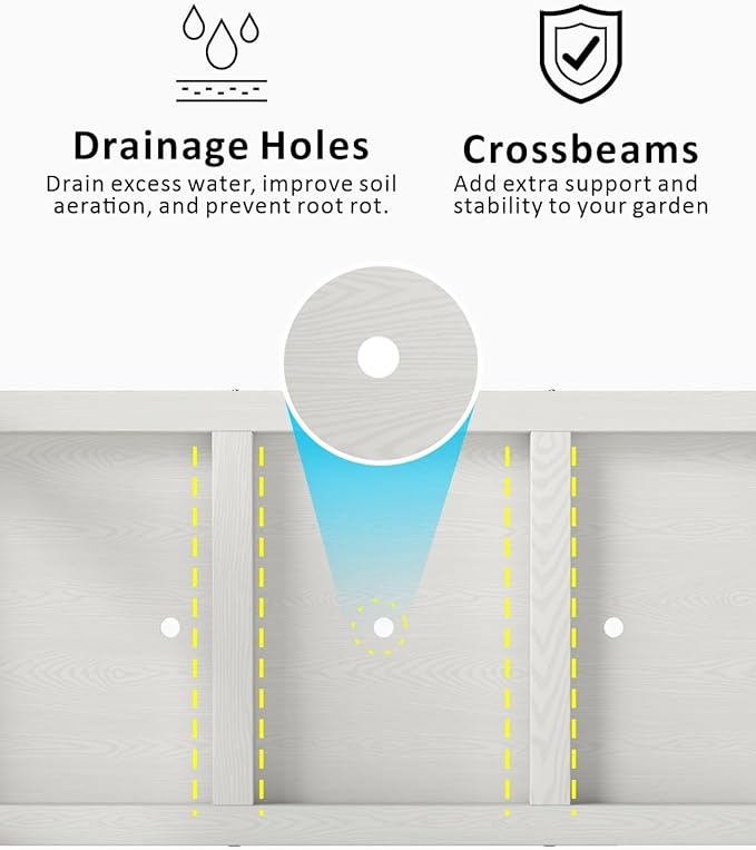 Raised Garden Beds Outdoor with Legs,Outdoor Planter Box,Non-Cracking,Rust Resistantand Rot-Resistant for Vegetable Garden for Backyard, Patio, Balcony Outdoors/Indoors White