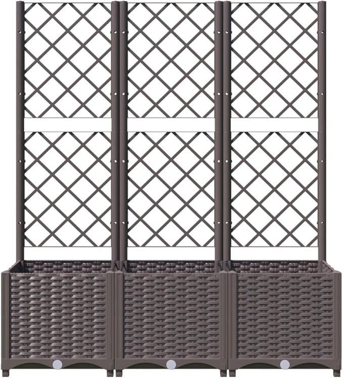 Garden Planter with Trellis, Trellis with Planter Box, Outdoor Raised Garden Bed for Climbing Plants, Raised Garden Bed Garden Planter Box, Brown 47.2"x15.7"x53.5" PP
