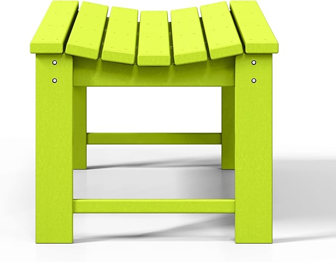 WestinTrends Malibu Outdoor Bench, All Weather Resistant Poly Lumber Backless Patio Garden Bench, Adirondack Curved Bench Seat for Comfort, Lime