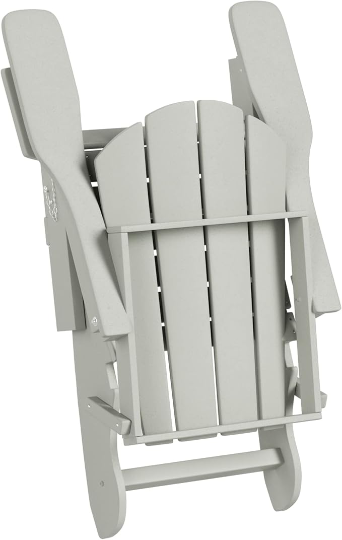 WO Home Furniture Adirondack Chair Table Set of 2 PCS Outdoor Folding Chair w Side Table Weather/UV Resistant for Lawn, Garden, Bon Fire, Balcony (Sand)