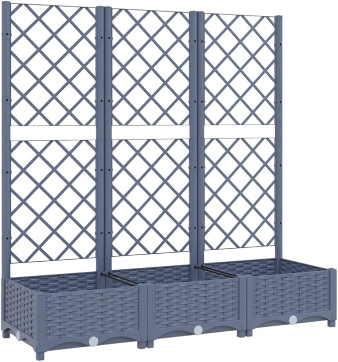 Garden Planter with Trellis, Trellis with Planter Box, Outdoor Raised Garden Bed for Climbing Plants, Garden Planter Box, Dark Gray 47.2"x15.7"x47.8" PP