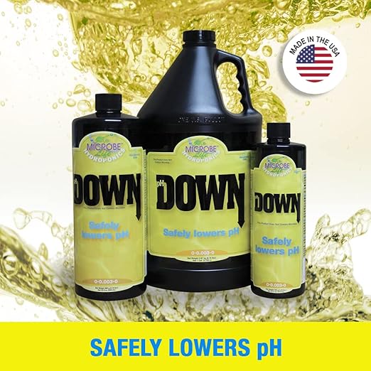 Microbe Life Hydroponics pH Down pH Control Liquid, Premium Buffering for pH Stability, Decreases pH Levels, Use with Any Feeding Systems Including Hydroponics or Soil, 2.5 Gallons