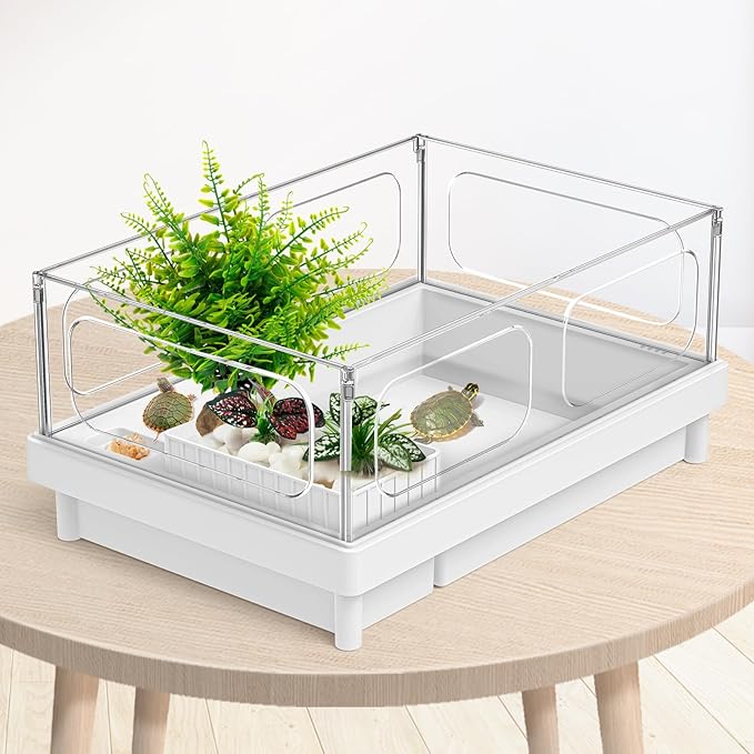 Reptile Artificial Plants, Terrarium Plants Decorations Supplies, Aquarium Fish Tank Plants, Amphibian Habitat Hideout Tank Accessories(L Set-3pcs/E)