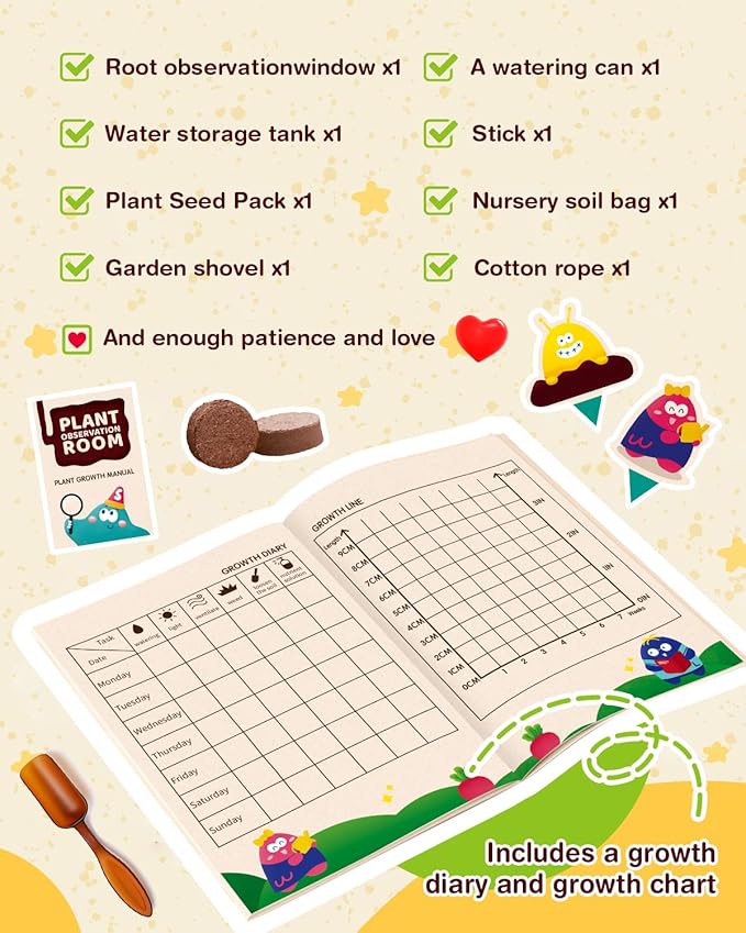 Root Viewer Kit for Kids with 6 Seed Varieties - STEM Science Kits for Kids Age 5-7, 8-12 | Perfect Christmas, Easter, Birthday Gift & School Gardening Project | Learning Educational Gardening Toys