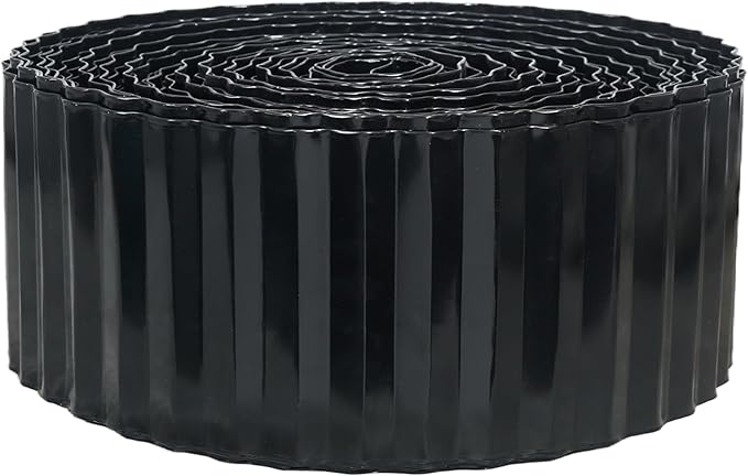 Corrugated Metal Garden Edging, 4"×100Ft Landscape Edging Border for Lawn, Flower Bed and Garden, Flexible Lawn Edging for DIY Tree Surrounds Borders and Landscaping, Black
