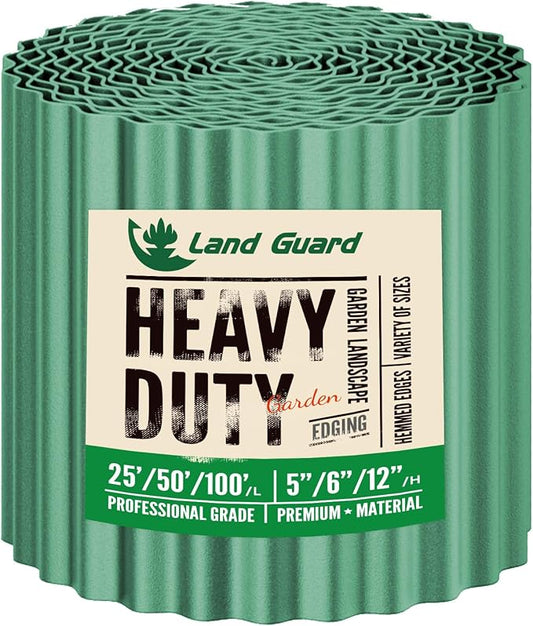 Land Guard Corrugated Metal Garden Edging, 12"×50Ft Steel Landscape Edging, Corrugated Metal Yard Edging Borders, Steel Edging for Landscaping, Garden Fence, Lawn, Flower Bed (Olive-Green)