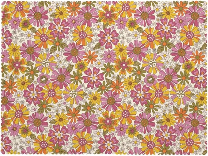 Retro Sunflower Table Cloth for Rectangle Dining Tables, Reusable Hippie Flowers Tablecloths Kitchen Tabletop Decoration Groovy Daisy Floral Table Cover for Holiday,Party,Picnic, 54x72Inch