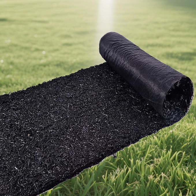 6ft x 2ft Recycled Rubber Mulch Mat, Narrow Rubber Garden Strip for Landscaping, Tree Rings, Pathway Edging, Weed Barrier, Eco-Friendly Ground Cover, Easy to Cut & Install