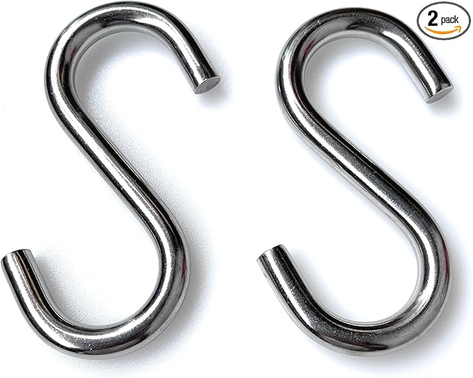 Heavy Duty S Hooks for Hanging Hammock Stand Chair, Porch Swing, 4.5 Inch 304 Stainless Steel Large S Shape Hook