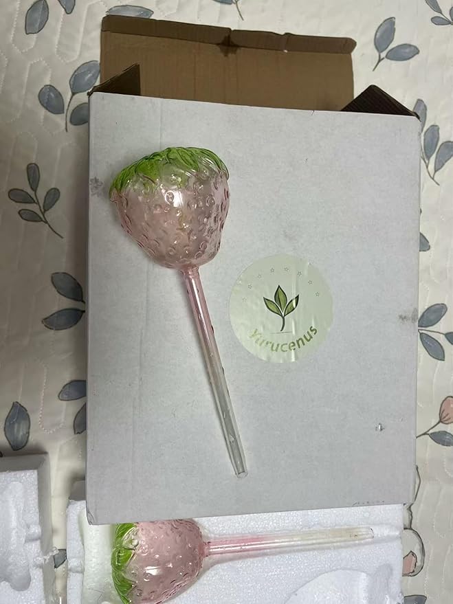 3 Packs Strawberry Plant Watering Globes, Large Water Globes for Indoor Plants, Glass Self Watering Planter Insert, Top-Fill Watering Bulbs for Indoor Outdoor Plants