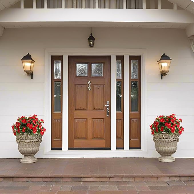 8 Bundles Artificial Impatiens Flowers for Outdoor Silk Impatiens Flowers Faux Flowers for Pot Patio Lawn Garden Hanging Basket Porch Home Decor (8, Red)