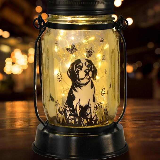 kyoryuger Beagle Gifts for Women/Men Beagle Solar Lanterns Dog Mom Birthday Dog Lovers Lantern Pet Loss Pet Memorial Lights Solar Garden Decoration Outside for Yard, Patio,Backyard,Porch