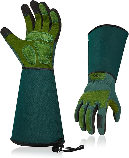 Vgo... 1 Pair Gardening Gloves Unses,Safety Work Gloves,Long Sleeves Gauntlet,Puncture-proof,Thorn Proof,Touchscreen(SizeXS,Green,SL7477)