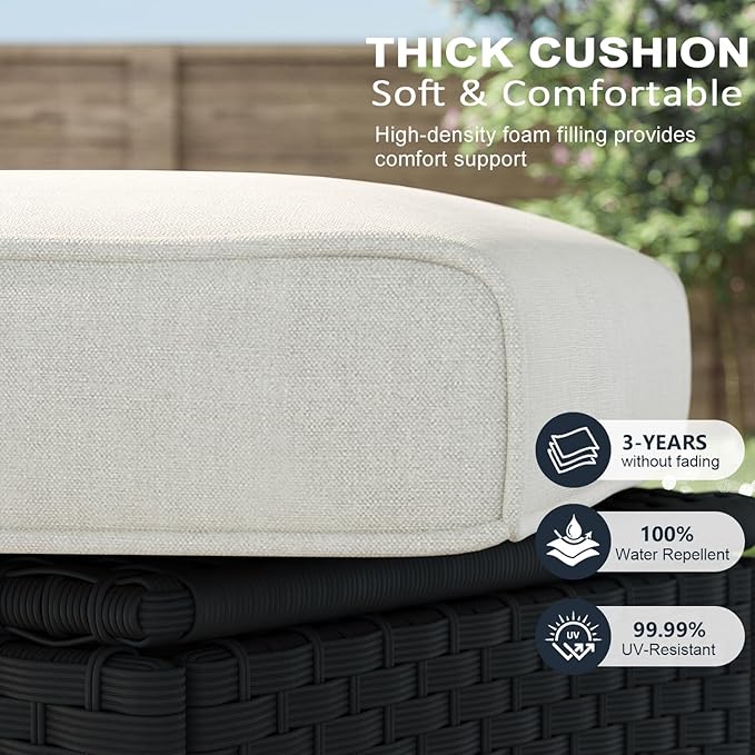 LayinSun 3 Piece Wicker Patio Furniture Set, Classis Outdoor Conversation 360 Degree Swivel Chairs Set with Coffee Table