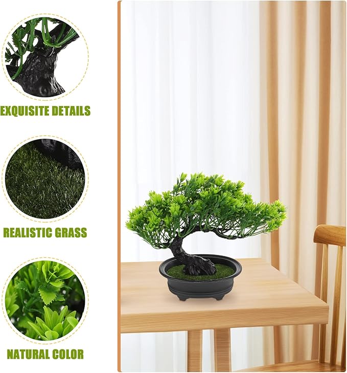 Hemoton Artificial Bonsai Tree Artificial Pine Tree Christmas Party Decoration Bonsai Home Décor Fake Plants for Wall Farmhouse Room Décor 12.59x9.44 Green Fake Bonsai Fake Tree