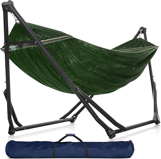 Tranquillo UniGen Hammock, Hammock with Stands Heavy Duty Indoor/Outdoor Hammock with Signature Steel Stand, 600lbs Premium Foldable, Durable 2-Layered Soft Polyester, Moss Green