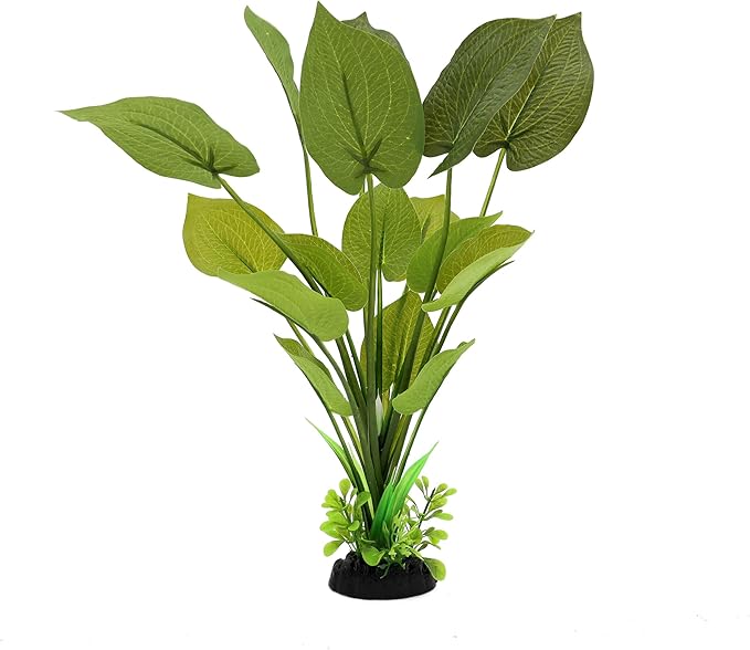 ALEGI Silk Aquarium Plants, 12 Inch Artificial Silk Plants Decorations for Fish Tank,Aquarium Décor Plastic Plants (Green, 2 Pack)