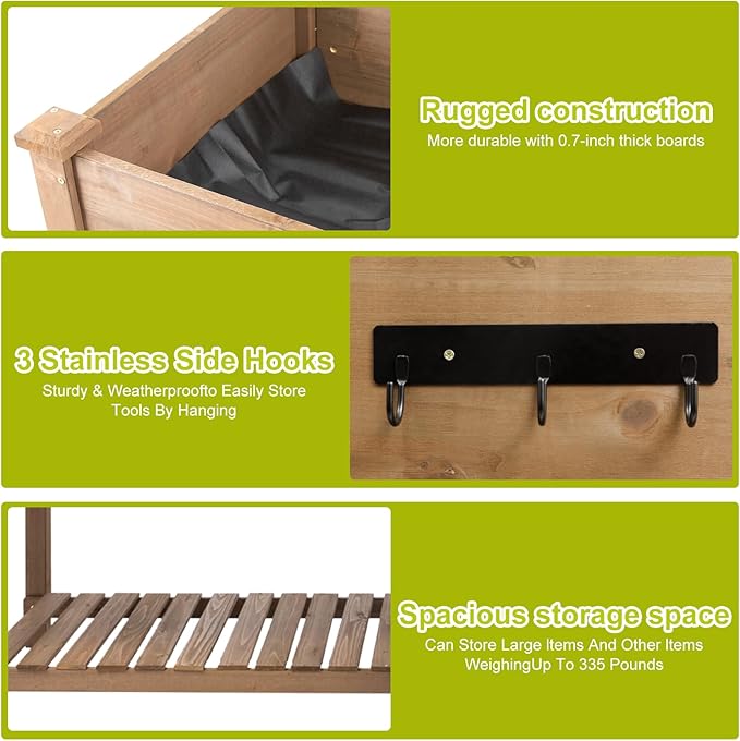 Raised Garden Bed with Legs Outdoor, Elevated Garden Box with Legs, Large Storage Shelf for Vegetable, Flower, Herb, Easy to Assemble，81x23x31 in