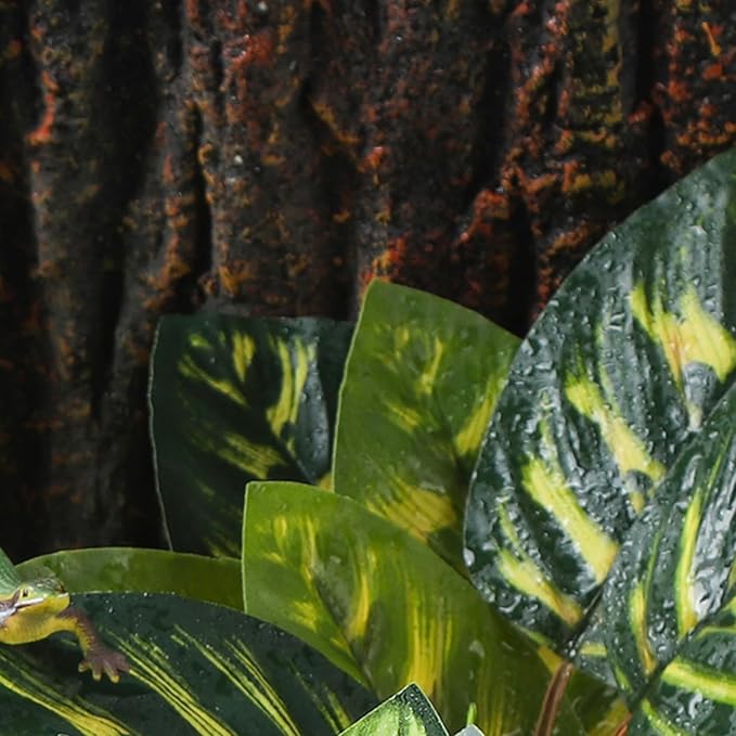 IBWell Terrarium Plants for Reptile Terrarium, Reptile Plants Tortoise Habitat Accessories, Artificial Spider Plant for Gecko, Ball Python, Tortoise Terrarium Décor - Peacock Prayer