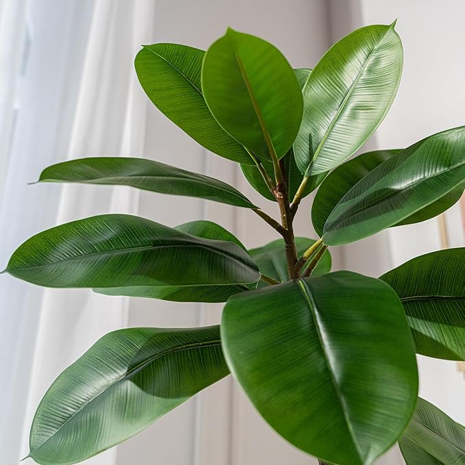 4.6ft Artificial Rubber Tree Faux Plants Indoor Faux Floor Artificial Trees Indoor,Fake Plant Fake Tropical Plants,Large Floor,Real Touch Rubber Tree for Home Decor