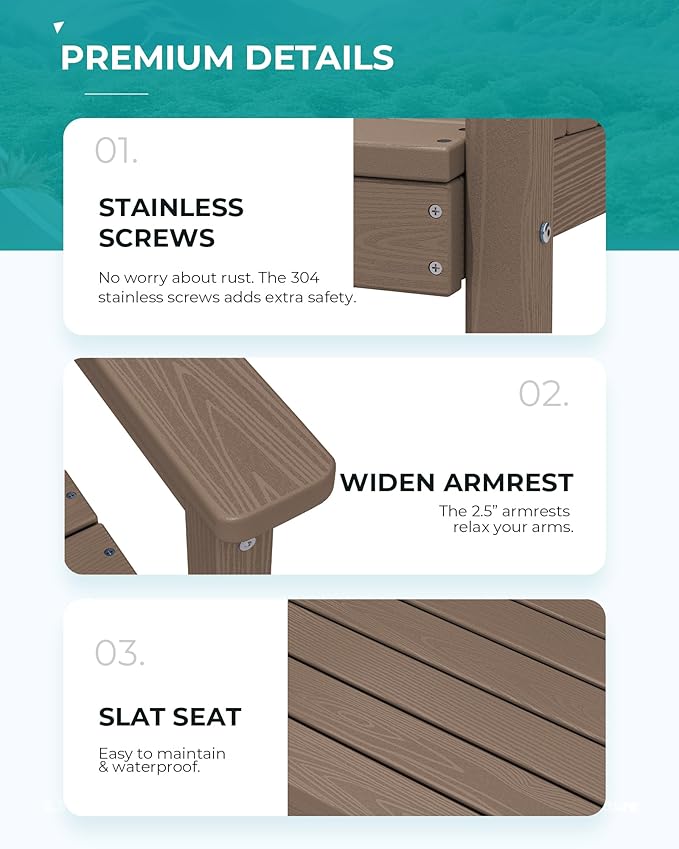 SERWALL 7-Piece Patio Dining Table Sets, Outdoor HDPE Dining Furniture Set with Umbrella Hole Cut-Out Table and 6 Chairs, All Weather Dining Set for Lawn, Garden, Backyard, Poolside, Coffee