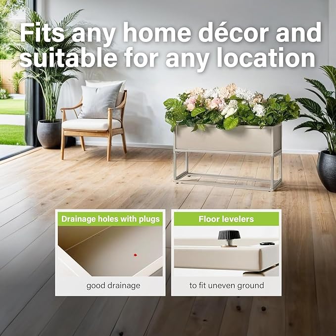 Cocoyard Modern Rectangular Planter Flower Box (Black, 14" H - 2 Pack)