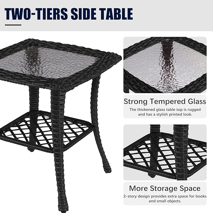 LayinSun 9 Pieces Outdoor Patio Furniture Set, Rattan Wicker Sectional Swivel Rocker Chairs Sets