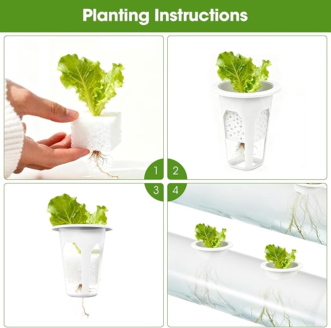 Vertical Hydroponic Growing White, 54 Planting Holes, Water Circulation System, Indoor Outdoor Garden Kit with Timer & Pump