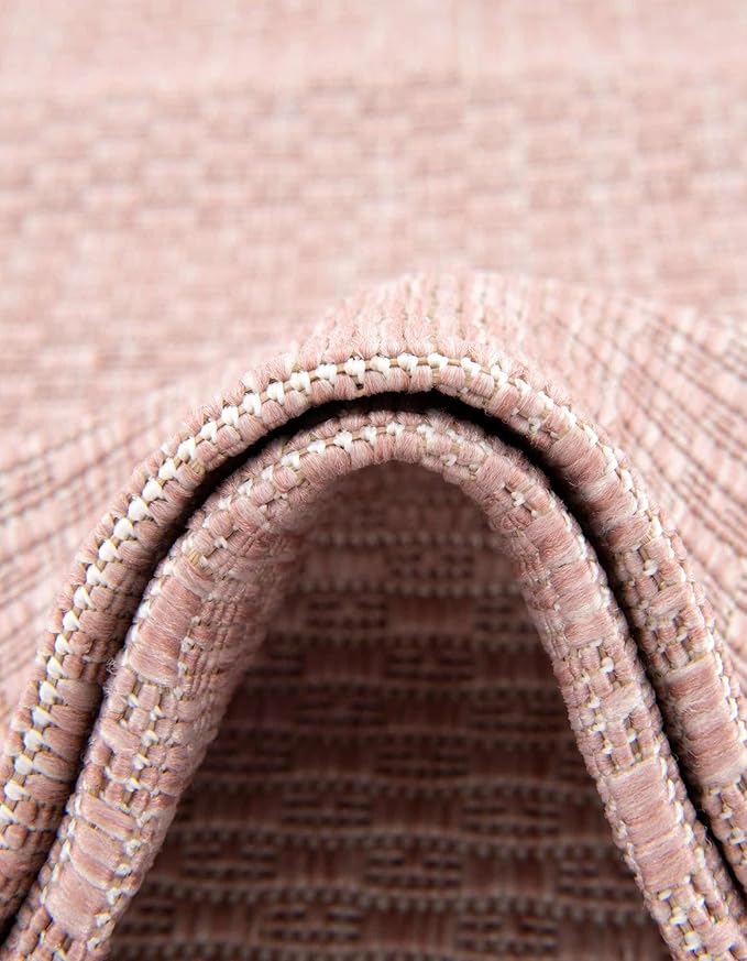 Unique Loom Collection Casual Transitional Solid Heathered Indoor/Outdoor Flatweave Area Rug (10' x 13' 1" Rectangle, Whisper Pink/Ivory)