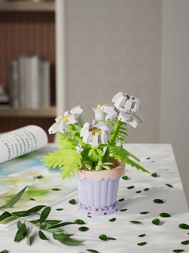 Daisy Mini Flower Potted Plant Bonsai Building Toy Blocks Particle Flower Botanical