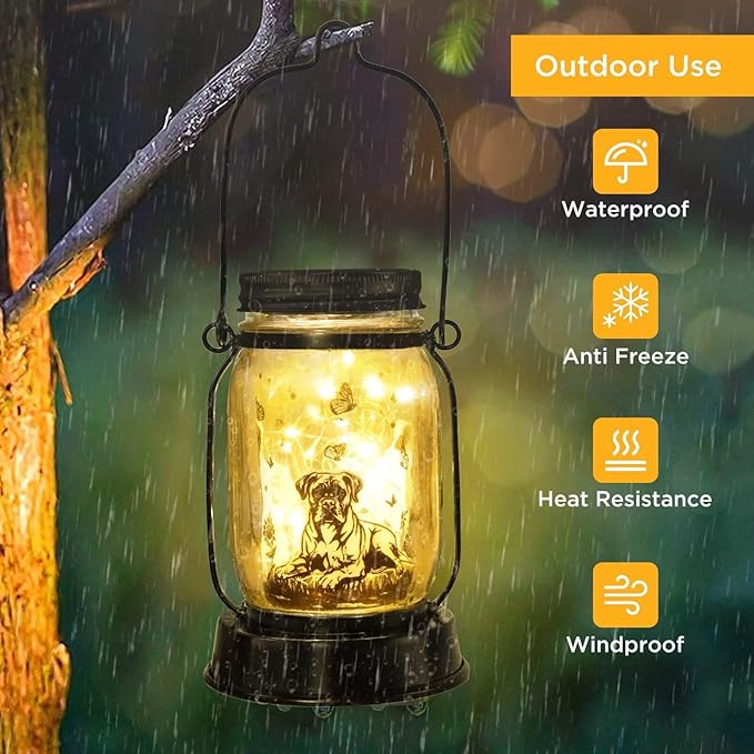 kyoryuger Boxer Dog Gifts for Women/Men Boxer Dog Lovers Solar Lantern Mom Birthday, Mothers Day, Solar Garden Decoration Outside for Yard, Patio,Backyard,Porch, Torches