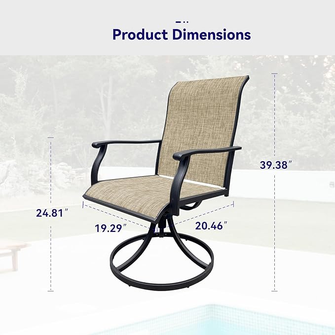 Patio Swivel Chairs Set of 8, Outdoor Dining Chairs with High Back, All-Weather Swivel Rocker Chair 400lb Weight Capacity, Outdoor Furniture for Backyard, Deck, Lawn, Porch or Garden