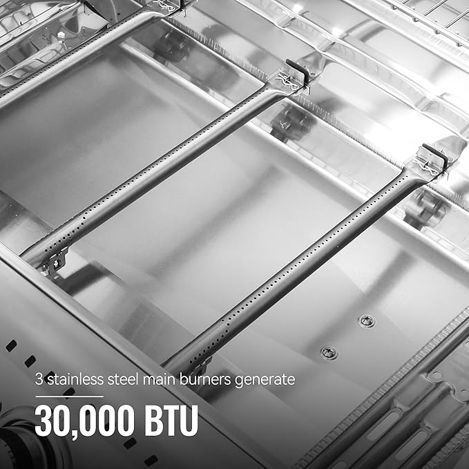 Royal Gourmet GA4402S 4 Burner Propane Gas Grill with Side Burner & Warming Rack, Stainless Steel Gas Grill with 54,000 BTUs Output for Barbecue Grilling & Backyard Cooking, Silver