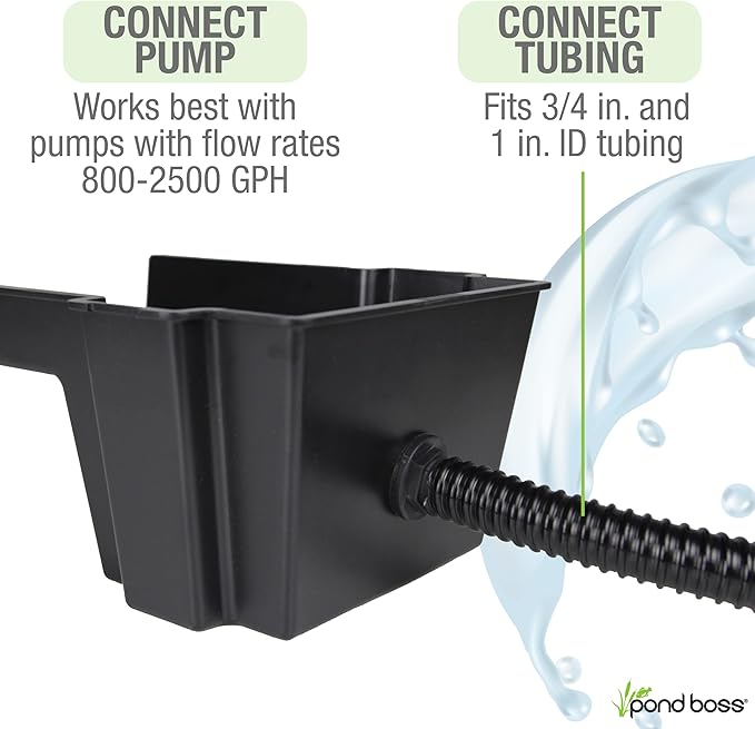 POND BOSS Waterfall Spillway, 8 inch Wide Weir, Waterfall Box, Smooth Flow, Durable Construction, Easy to Install, Great for Waterfalls, Pondless Water Features and Streams