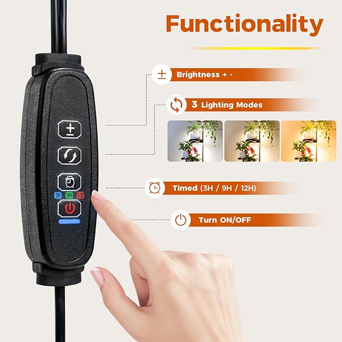 Bamworld Plant Stand with Grow Light, Corner Metal Flower Pot Stands for Multiple Plants, 4 Tier Heavy Duty Plant Shelf for Patio Garden Balcony Living Room Bedroom(Patent Design)