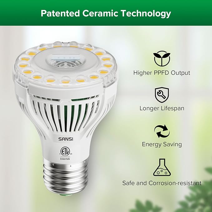 SANSI Grow Lights for Indoor Plants, 4 Head Dimmable Plant Lights for Indoor Growing, 35"-64" Adjustable Tripod Stand LED Grow Light Lamp with Remote Control 4 Pack of Par20 10W Bulbs