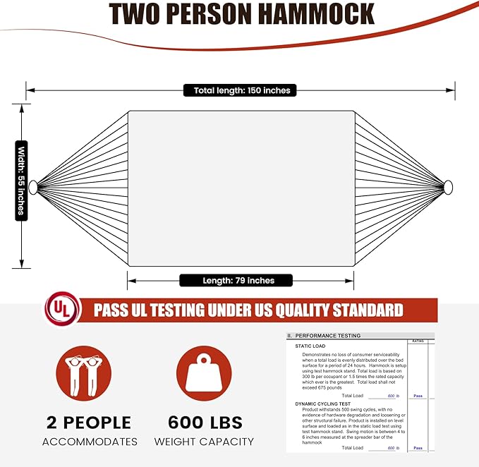 13 FT Tuscan Lattice Sienna/Taupe Quilted Hammock with Spreader Bars,Detachable Pillow and Chains,600lbs Capacity,Two Person Hammock for Outdoor, Patio, Backyard,Tree_Double Hammock
