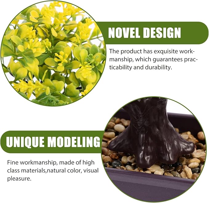 EXCEART Faux Bonsai Plastic Plant Yellow Artificial Desktop Decor