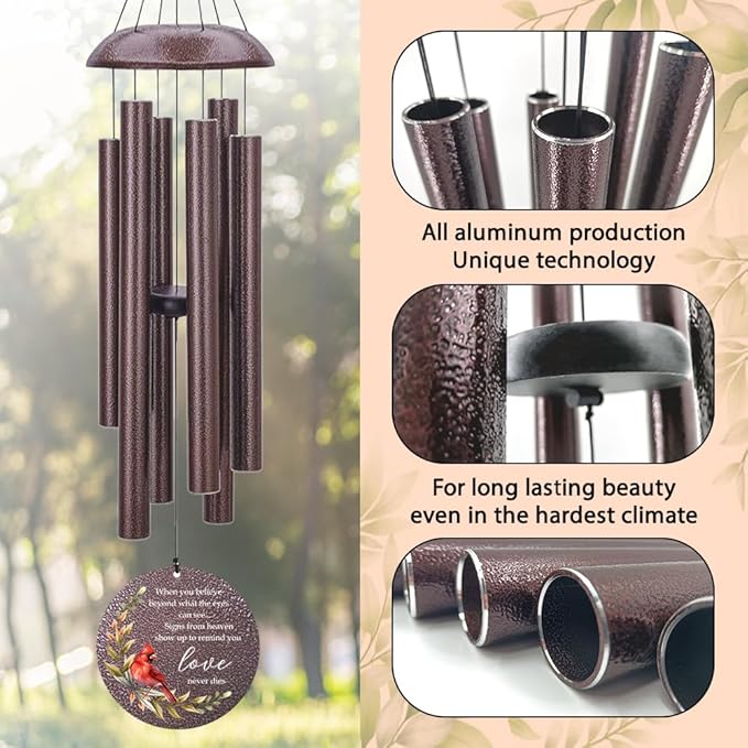 Personalized Sympathy Wind Chimes, Memorial Wind Chimes in Memory of a Loved One Gifts,Gifts for Who Loss of Dad, Mom,Brother, Friends, Sympathy Gift Baskets Home Decor Outdoor Garden Patio