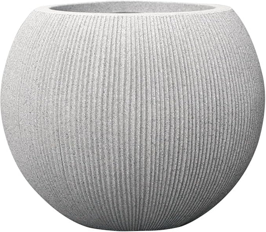 11.8 H x 14.5" Dia (10" Pot Opening) Plastic Beige Round Planters for Outdoor Plants, Resin Flower Pot for Indoor and Outdoor Plants, Plant Pot with Drainage Holes and Plug for Home Patio Garden