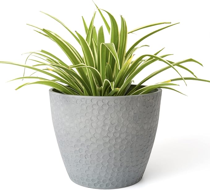 LA Jolie Muse 9.4 inch Planter Pot for Indoor and Outdoor Plants, Modern Chic Planter,Honeycomb Pattern,Storm Gray