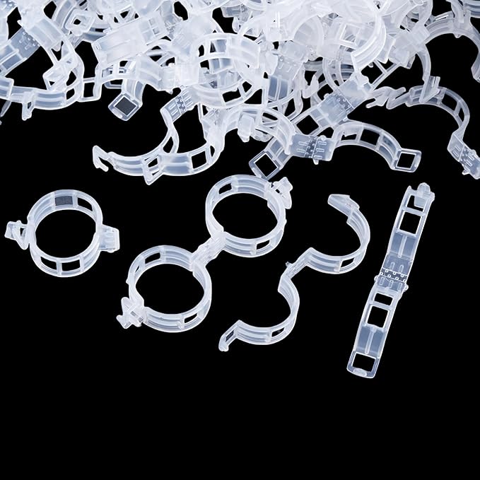 300 Pcs Plant Support Clips,Plastic Clips for Securing Plants,Tomato Vine Clips,Plant Fixing Clips,Garden Clips for Climbing Plants,Grape and Vine Vegetables (300, White)
