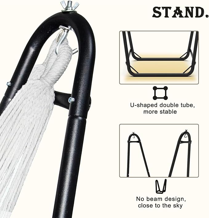 Hammock Chair with Stand,Heavy-Duty Hanging Chair with Stand, for Indoor Outdoor,Sturdy Swing Chair Stand Max Load 350 pounds(Hammock Chair Included) (Green)