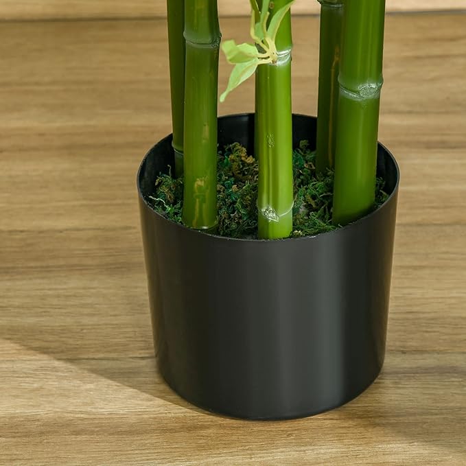 HOMCOM 5FT Artificial Bamboo Tree, Decorative Fake Plant in Nursery Pot for Indoor or Outdoor Decor, Green